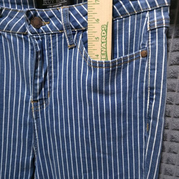 JudyBlue Pinstripe Super Flare Bellbottom Jeans Sz9 29x30 Retro 70s Hippie Rock - Picture 7 of 16